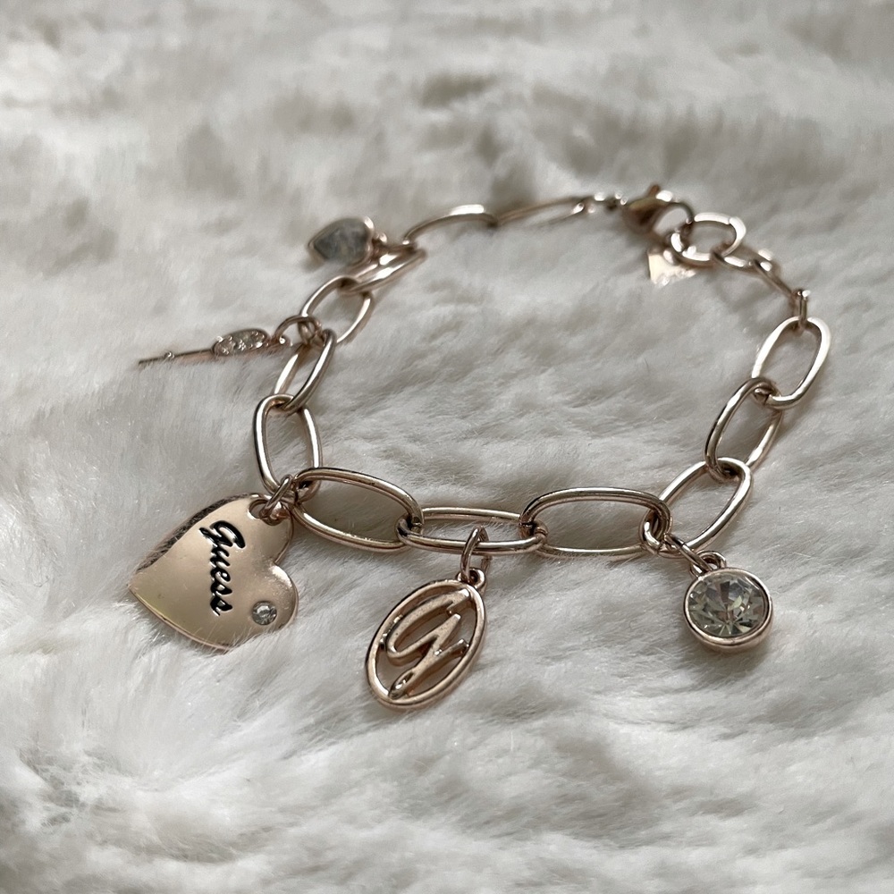 Rose Gold Plated Guess Charm Bracelet